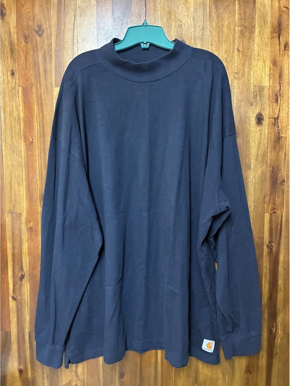 Carhartt 4XL Navy Mock Neck Long Sleeve Shirt Workwear Oversized USA Style